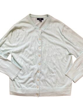 Gap Cotton Cardigan Women’s XL Mint Green Fine Knit Sweater Fall Layering